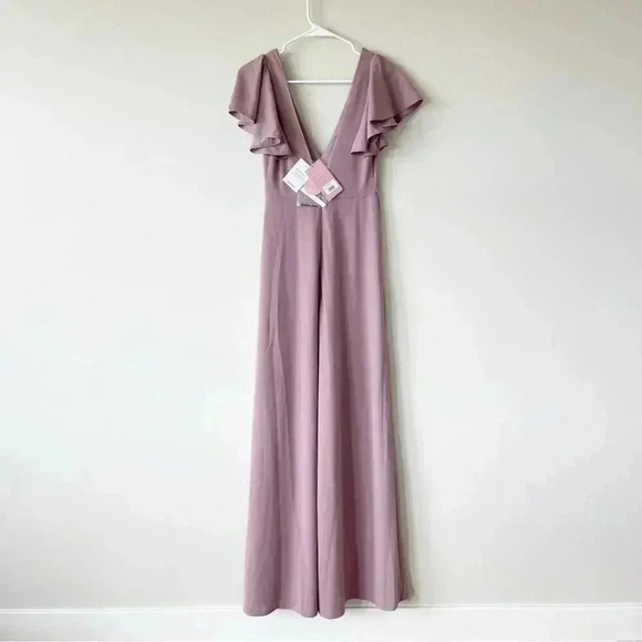 Birdy Grey Hannah Bridesmaid Dress with Slit in Crepe Dark Mauve S NWT - Picture 8 of 9